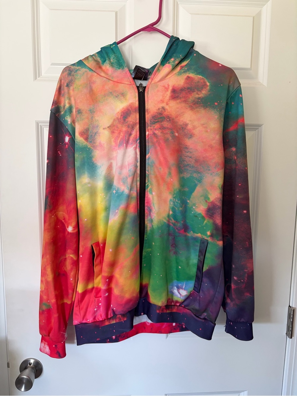 Multicolor Galaxy Print Zip-Up Hoodie Jacket